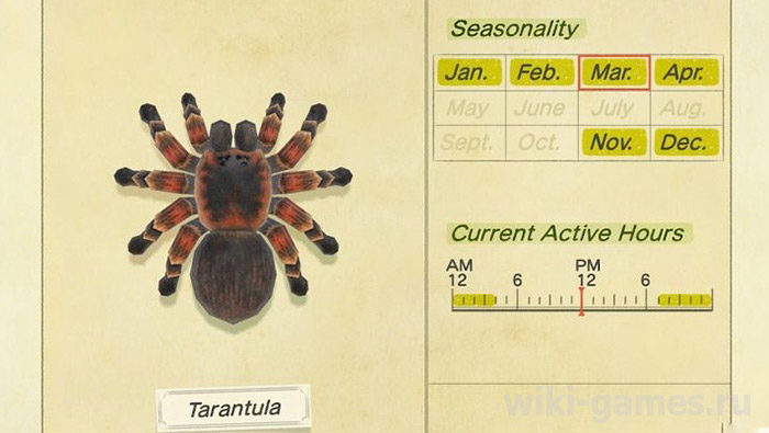 animal crossing tarantul