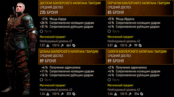 Ведьмак 3: Дикая охота - доспехи Боклерского капитана гвардии - магический Ведьмак 3: Дикая охота - доспехи Боклерского капитана гвардии - магический